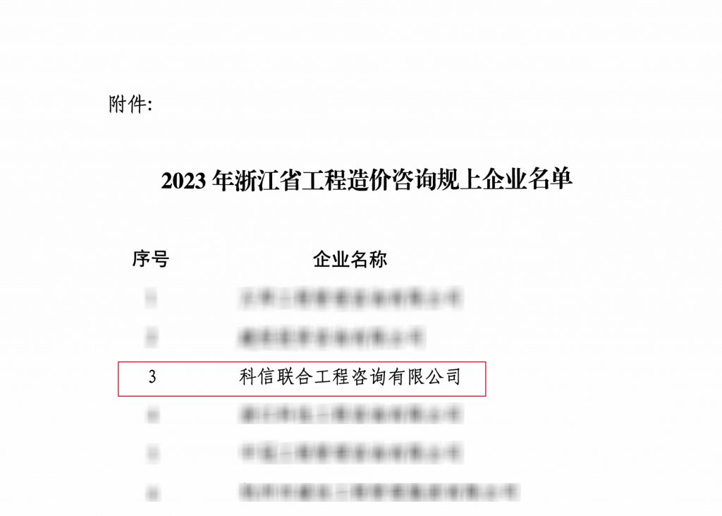 科信喜報(bào) | 我司榮登2023年浙江省工程造價(jià)咨詢規(guī)上企業(yè)第三名！